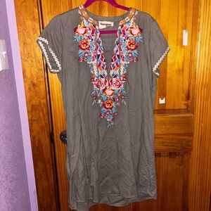 Savanna Jane Army Green Embroidered Dress